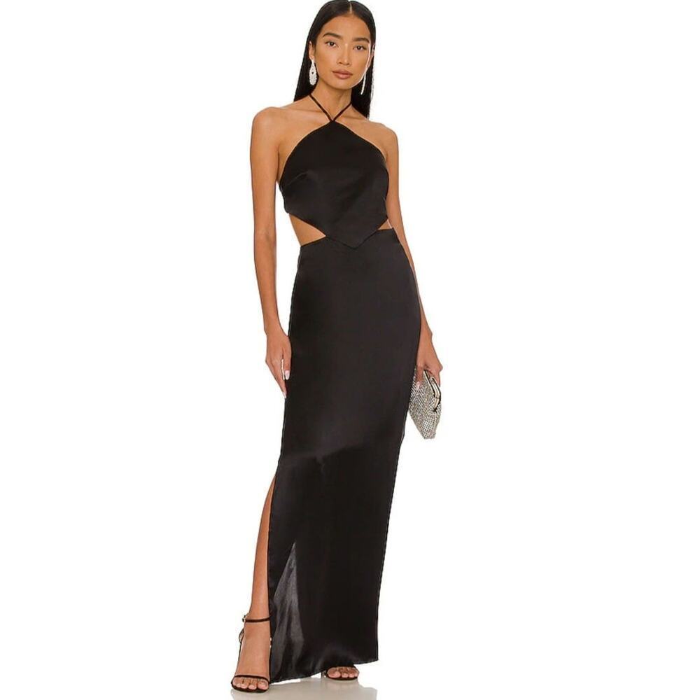 Amanda Uprichard‎  X Revolve Celosia Gown in Black Size: L